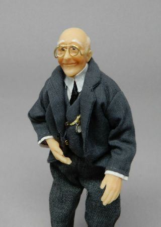 Vintage Poseable Victorian Grandfather Doll Dollhouse Miniature 1:12