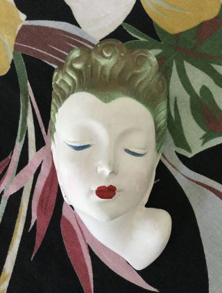 Vintage 1930s Art Deco Chalkware Hand Painted Woman 
