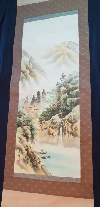 Rare Large Vintage Chinese Hand Painted Scroll Art 72 X 21 Asian Art Signed