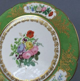 Antique Hp Vieux Paris Porcelain 10 " Plate Flowers Elaborate Gilt Paste Feuillet