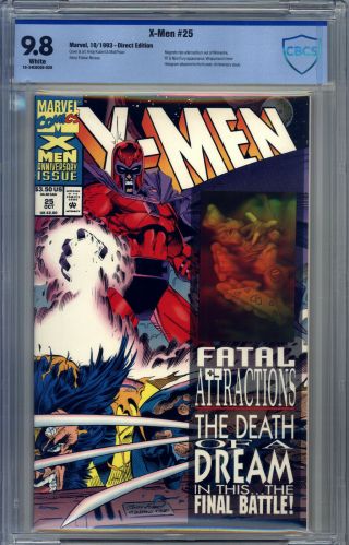 X - Men 25 (1993) Cbcs 9.  8 Gambit Hologram Magneto Removes Wolverine 