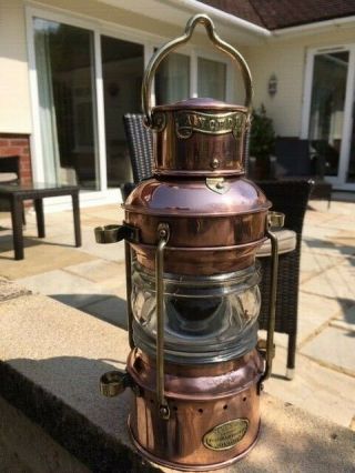 Vintage Ships Light.  Anchor Light.  Davey & Co London.  Marine Lantern Copper Lamp