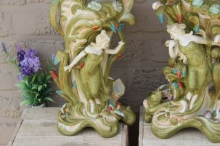 Large PAIR Royal dux marked porcelain shell maritime lady figurine Vases 3