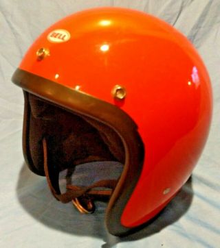 Vintage 1974 Bell Helmet Rt Toptex Orange Size 7 3/8 Bell Motorcycle Rare