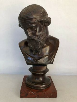 Antique Classical Grand Tour Bronze Bust Of A Man
