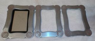 3 Vintage Wilton Armetale Pewter 3 1/2 X 5 Picture Frames Sea/clam Shell