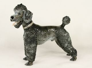 Rosenthal German Porcelain Black Poodle Large Dog Figurine By T.  Karner 8 1/2 "
