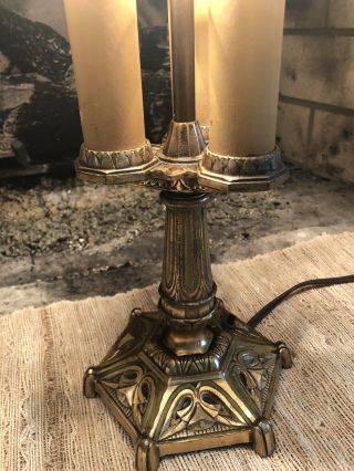 ANTIQUE ART DECO REVERSE PAINTED AND BRASS TABLE/DESK LAMP 3