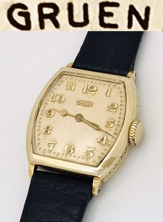 Vintage 1925 Art Deco Gruen Guild 885 Mens Swiss Mechanical Wristwatch Tonneau