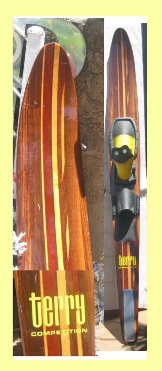 Terry Brand Vintage Wood Waterski 66 " Slalom Water Ski With Bindings