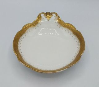 Antique Porcelain C.  Ahrenfeldt Limoges Gold Trinket Dish Ashtray