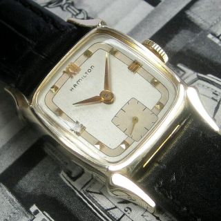 Mens 1954 Hamilton Leslie Tutone Dial 10k Gf 19j Usa Vintage Watch