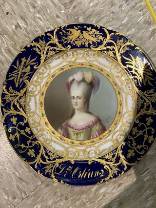 Antique Royal Vienna Hand Painted Porcelain Plate Raised Gold -