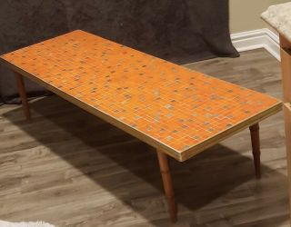 Vintage Orange Tile Top Coffee Table