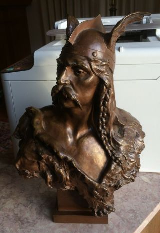 Emile LAPORTE late 19th/ early 20th C French BRONZE - BUST of VERCINGÉTORIX. 2