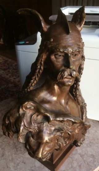 Emile LAPORTE late 19th/ early 20th C French BRONZE - BUST of VERCINGÉTORIX. 3