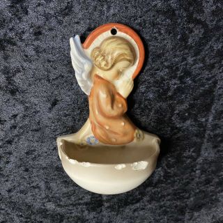Chipped Goebel Praying Angel Ceramic Holy Water Font Antique 1960 