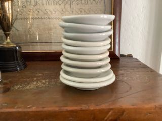 Antique White Ironstone Butter Pats.  Set Of 10