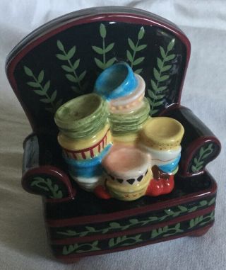 Salt & Pepper Shakers Chair With Stack Of Dishes 1998 Mary Engelbreit Enesco