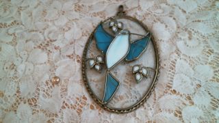 Stained Glass Hummingbird Oval Suncatcher Or Ornament