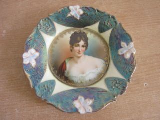 Antique Porcelain German Portrait Plate Of Woman 6 "