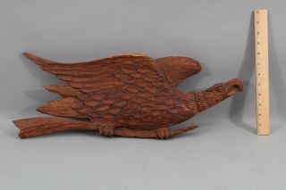 Antique Folk Art Hand Carved Wood,  American Eagle Wall Plaque,