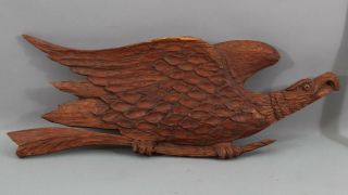 Antique Folk Art Hand Carved Wood,  American Eagle Wall Plaque, 2