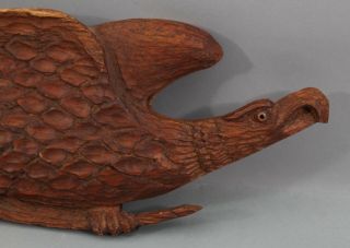 Antique Folk Art Hand Carved Wood,  American Eagle Wall Plaque, 3