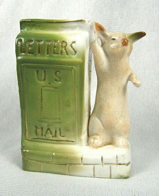 German Pink Pig Porcelain Fairing Figure - Pig At Mail Box