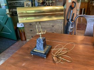 Vintage Brass Desk Lamp With Marble Base