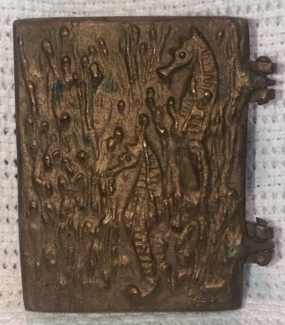 Rare Antique C1920 Rookwood Bronze Signed Eth Et Hurley Seahorse Hinged Box