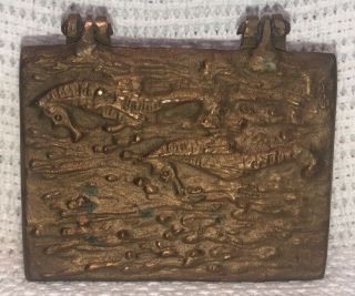 Rare Antique c1920 Rookwood Bronze Signed ETH ET Hurley Seahorse Hinged Box 2
