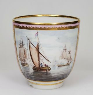 Derby Porcelain C.  1797 - 1800 Coffee Can Cup Ships Artist George Robertson