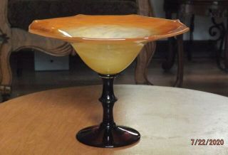 Art Deco Charles Schneider Coupe Bijoux Footed Compote Art Glass
