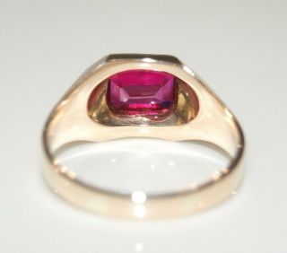 10k Yellow Gold Men ' s Antique Vintage Ruby Right Hand or Pinky Ring SZ11.  5 3