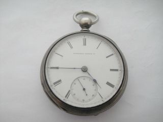 W H Ferry K W National Watch Co 18s Pocket Watch 1870 Sn 90,  628 Sterling Case