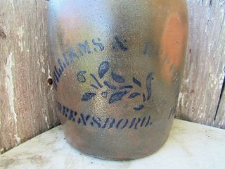 Antique Primitive Williams & Reppert Greensboro Pa.  Stoneware Jug