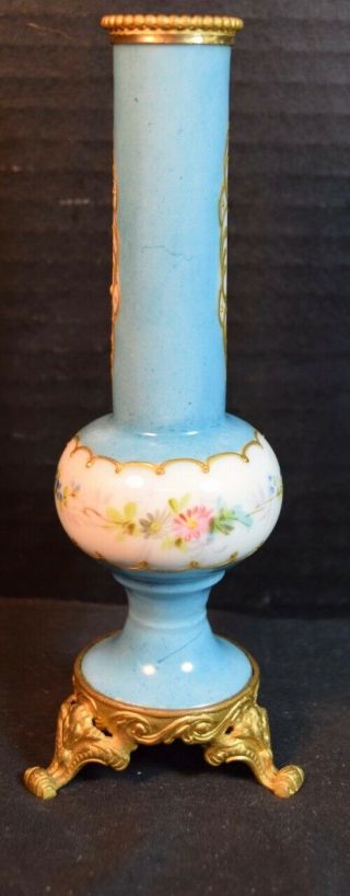 Small Sevres Style Bronze Mounted Porcelain Bud Vase with Girl 3