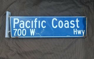 Vintage Los Angeles Pacific Coast Hwy Pch Street Sign Porcelain Metal Long Beach