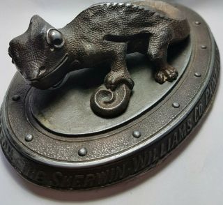 Rare Antique 1885 Cast Sherwin Williams Paint Chameleon Collectible Advertising