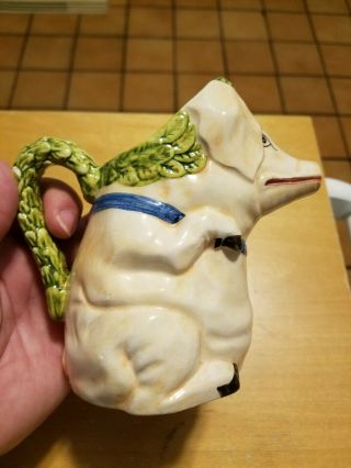 Vintage Ceramic Majolica Pig Hand Painted Creamer Pitcher Made in Italy 33/327 3