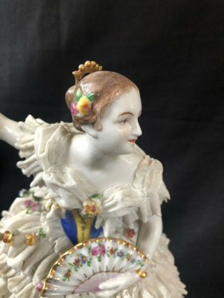 19th Dresden VOLKSTEDT Porcelain Lace Figurine 