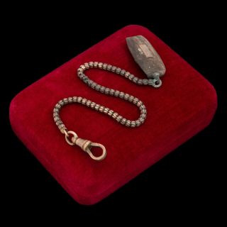 Antique Vintage Art Nouveau 9k Gold Sterling Silver Belt Clip Pocket Watch Chain