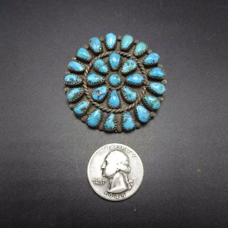 Vintage NAVAJO Sterling Silver & Blue MORENCI Turquoise Cluster PIN/PENDANT 2