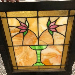 1920s Stained Milk Glass Dining Room Window Architectural Salvage Pattern