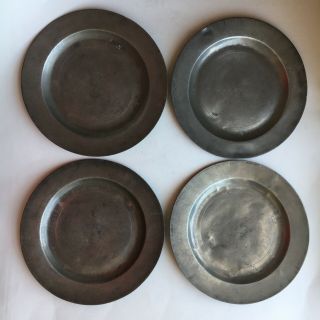 Set Of 4 Antique Pewter Plates By John Dolbeare Iii,  C.  1725 - 1735