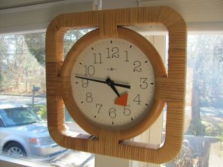 Howard Miller Wall Clock George Nelson Assoc Model 622 654 Square Cane Wrapped