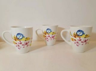 3 Pier 1 Imports Cherry Blossom,  Blue Bird Coffee/tea Cups/mugs.  Dolomite
