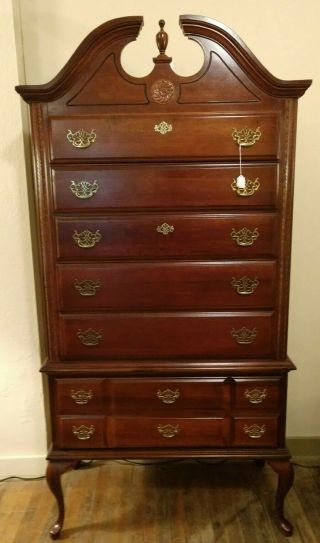 Vintage Queen Anne Style Highboy Dresser Chest Of Drawers Made In Usa