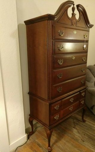 Vintage Queen Anne Style Highboy Dresser Chest of Drawers Made in USA 2